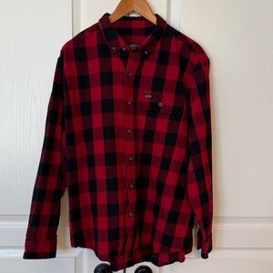 Classic Red and Black Plaid Button Down Shirt